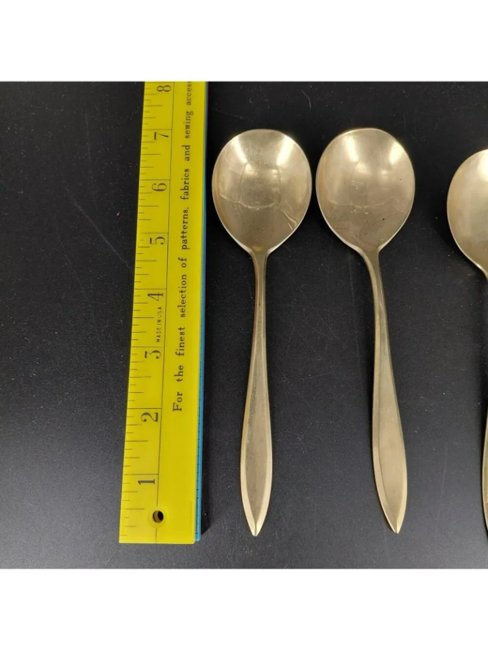Dirigold Regal Spoon Set 5 Dirilyte Alloy Gold Table Flatware Satin MCM Sweden